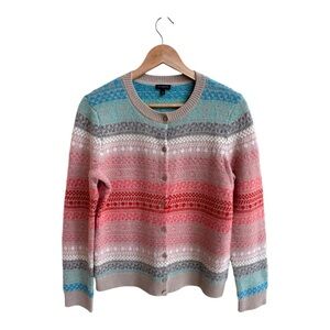Talbots Pastel Multicolor Fairisle Stripe Lambswool Round Neck Womens Size M